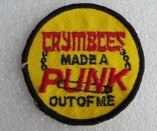 VINTAGE 'CRYMBLES MADE A PUNK OUT OF ME' PATCH - CRYMBLES MUSIC SHOP BELFAST