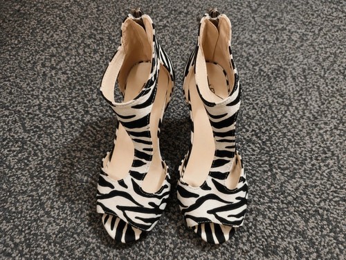 Zebra print peep toe bar - print, t-bar