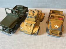 Dinky Jeep, Lone Star Jeep + Armoured Car for restoration.  Military Army toys