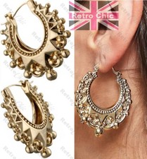 3.5cm CREOLE HOOPS vintage style victorian HOOP EARRINGS gypsy creoles GOLD TONE