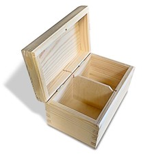Wooden Pine Tea Box Storage 2 Compartment Chest 14cm Excellent Quality Decorate