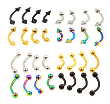 CURVED EYEBROW BAR Surgical Steel 16g Ball Cone Banana Barbell Eye Ear Piercing 