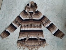 Peruvian Alpaca Ethnic Poncho Style Long Sleeve Hoodie Small No 2