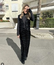 bnwt ZARA black embroidered velvet trousers size XS £59.99 6895/267/800