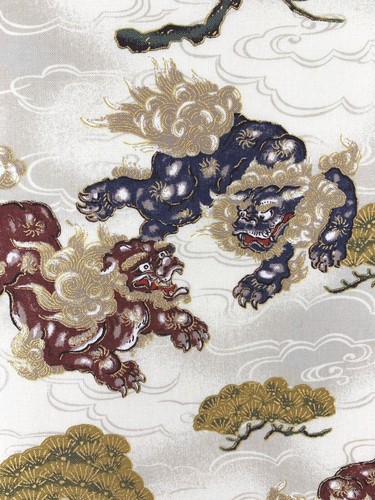 Japanese foo dog fabric