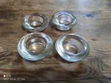 4 Unbranded Glass Tea Light Holders Clear Glass Round
