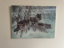 WOLVES Hologram Picture on Hardback Wood