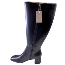Black Leather Wide Calf Knee