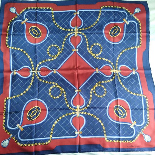 Cartier silk scarf navy - scarf, red