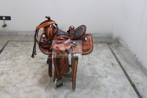 Western leather barrel horse - leather,