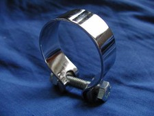 1 3/4" EXHAUST clamp chrome clip + bolt BSA TRIUMPH AJS ARIEL Norton Matchless