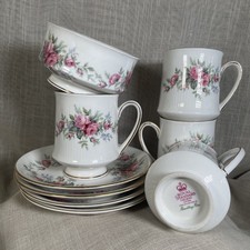 Vintage Lot Of Royal Standard “Rambling Rose” China Coffee Cups Sugar Bowl & Jug
