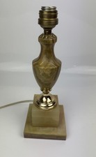 Vintage Alabaster Table Lamp-Marble-Onyx - Brown / Beige With Brass Effect.