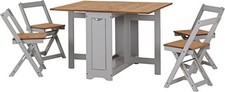 Grey Distressed Waxed Pine Butterfly Dining Set Table + 4 Chairs