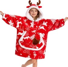 OLAOLA Wearable Blanket Hoodie for Kids, Oversized Fleece Sherpa Sweatshirt, Wa