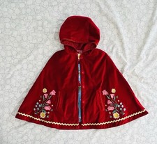 Boden Red Velvet Embroidered Riding Hood Cape - Size M