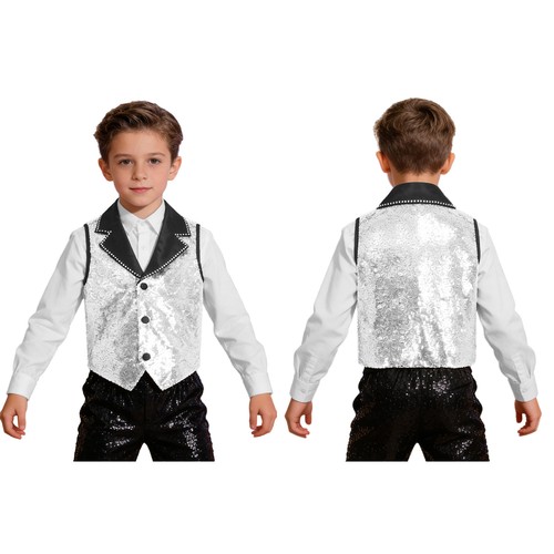 Kids sequin lapel waistcoat - sequin,