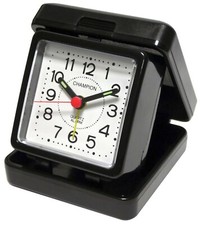 Champion Folding Travel Alarm Clock Black Battery Time Holiday for travelling