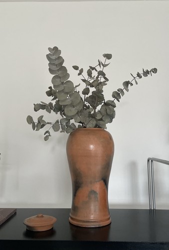 Vintage terracotta urn vase - terracotta,