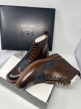 BNIB SAVILE ROW brown & navy smart brogue boot. leather & rubber sole. RRP £180