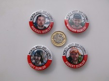 JOEY, ROBERT, MICHAEL & WILLIAM DUNLOP NORTH WEST 200 LEGENDS BADGES 38mm size