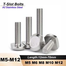 T-Slot Bolts T Track Bolts 12mm to 70mm long A2 Stainless Steel M5 M6 M8 M10 M12