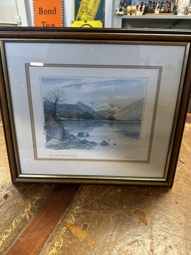Vintage framed print - framed, lake