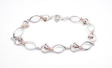 Clogau Gold Silver & 9ct Rose Gold Tree of Life Ivy Leaf Bracelet 7 1/2".