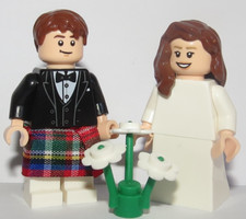 LEGO Bride Groom Minifigure Red Kilt Scottish Highland Flesh Skin Wedding