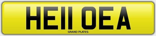 Initials number plate hello - number,