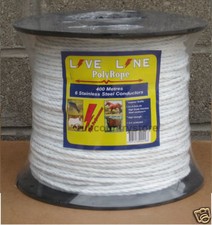 White Electric Fence Rope 400m - 6mm Horse Fencing Poly Rope