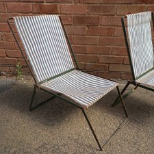  WW1/WW2 Officer's Collapsible  Steel Low Folding Deck Chairs 
