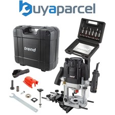Trend T8K 240V 1/2in Trade Router 80mm Plunge Cut 2200W + 6 Piece Cutter Set