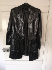 New Look Black Shiny PVC Womens Raincoat Size 12