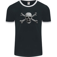 The Jolly Roger Skull Pirates Sailing Sailor Mens Ringer T-Shirt FotL