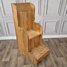Vintage Country Solid Pine Shoe Seat Pew Settle - Under Storage - Hall Chair