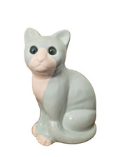 Ceramic Cat Figurine Elpa Alcobaca Portuguese Blue Aqua Green Eyes Vtg 21 cm