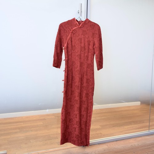Red flora qipao - red,