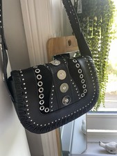 Zara Studded Leather Saddle Bag Shoulder Bag  Condition