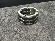 CHANEL Diamond Ultra Black Ring Size 55 Ceramic 18K White Gold 750 Authentic