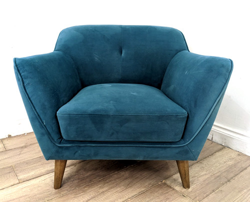 Armchair teal blue velvet - teal, club