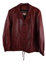 AQUASCUTUM Red Leather Blazer Jacket size Uk 14 Womens Button Up Casual Outdoors