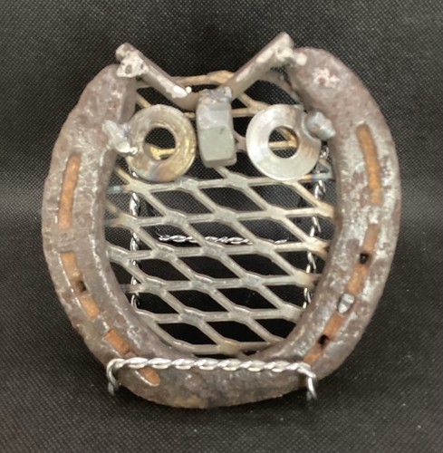 Owl metal art horseshoe wall - art,