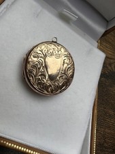 Edwardian Antique 9ct Rose Gold Back And Front Large Heart Etched Locket 3.4g