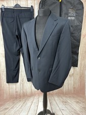Hugo Boss Mens Blue Wool 2 Piece Suit Gable Vegas Lanificio Cerruti 40” Jacket