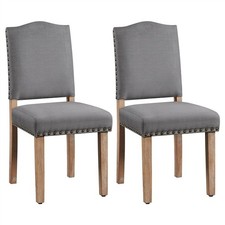2 Dining Room Chairs Modern Upholstered Kitchen Chairs with Nailhead Trim Grey