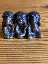Brass Small Figurine 3 Wise Monkeys See Speak Hear No Evil Peerage Vintage