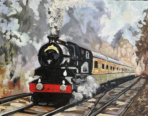 Steam train original - original, oil