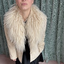 Y2K Mongolian Fur Penny Lane Real Suede Coat Jacket Afghan Next 12