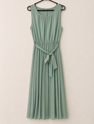 Sage green pleated midi dress - sage,